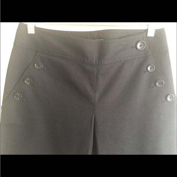 Ann Taylor Black Sailor style Button-Detail Cropped Pants - Picture 1 of 5